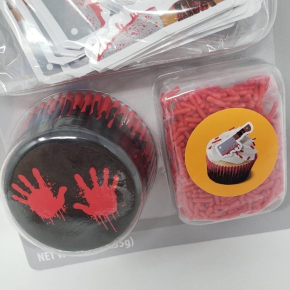 Halloween Cupcake Decorating Kit Great for Theme Parties Bloody Handprints, Kniv - Picture 3 of 9